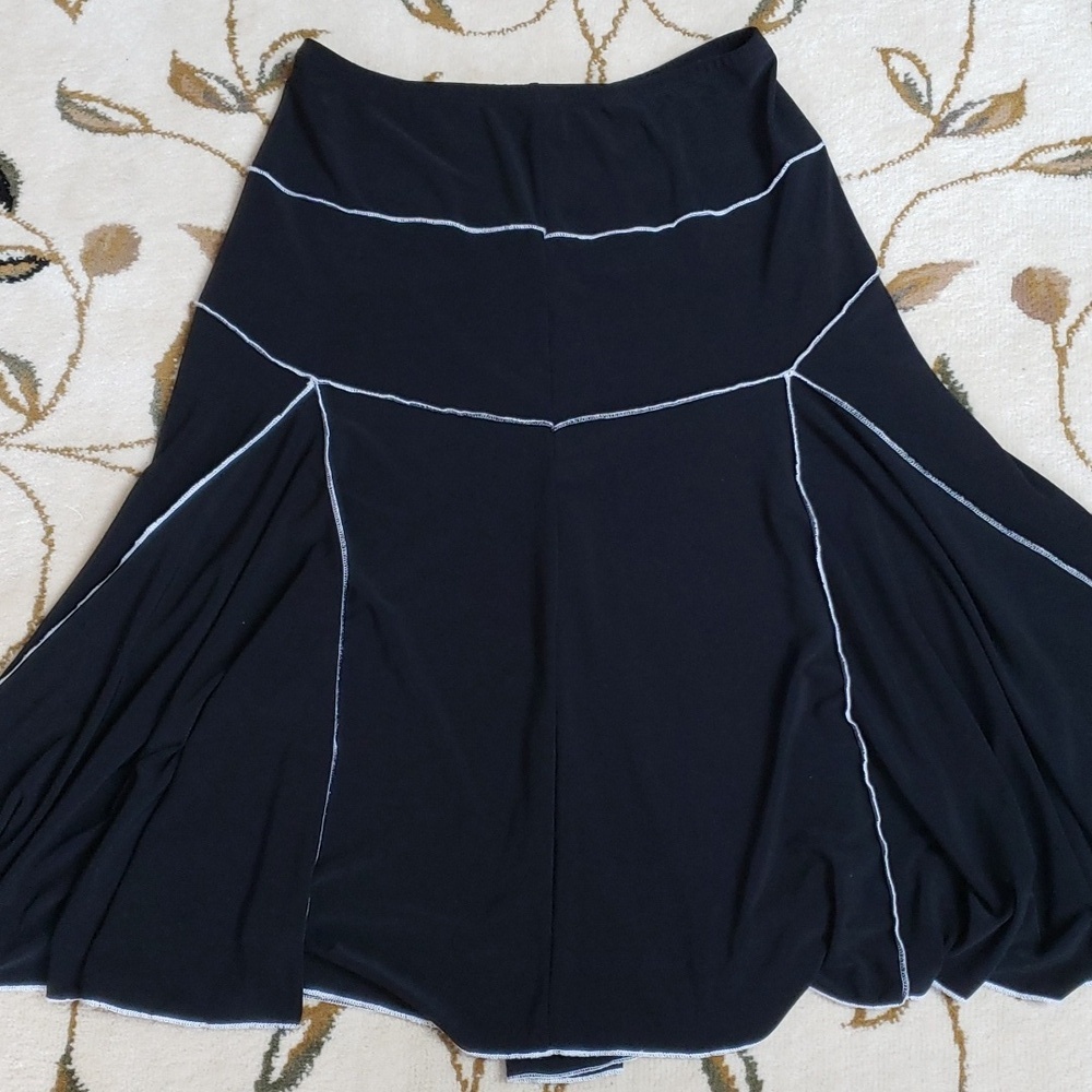 VINTAGE Susan Lawrence Black With White Asymmetry Pull-On Skirt, Size S